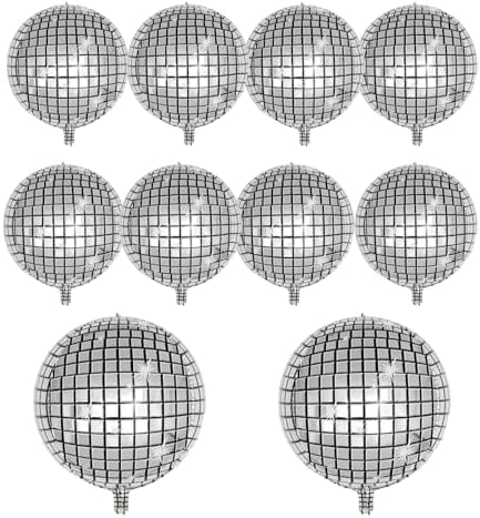 10 Pcs Silver Disco Balloons 4D Design Party Decor