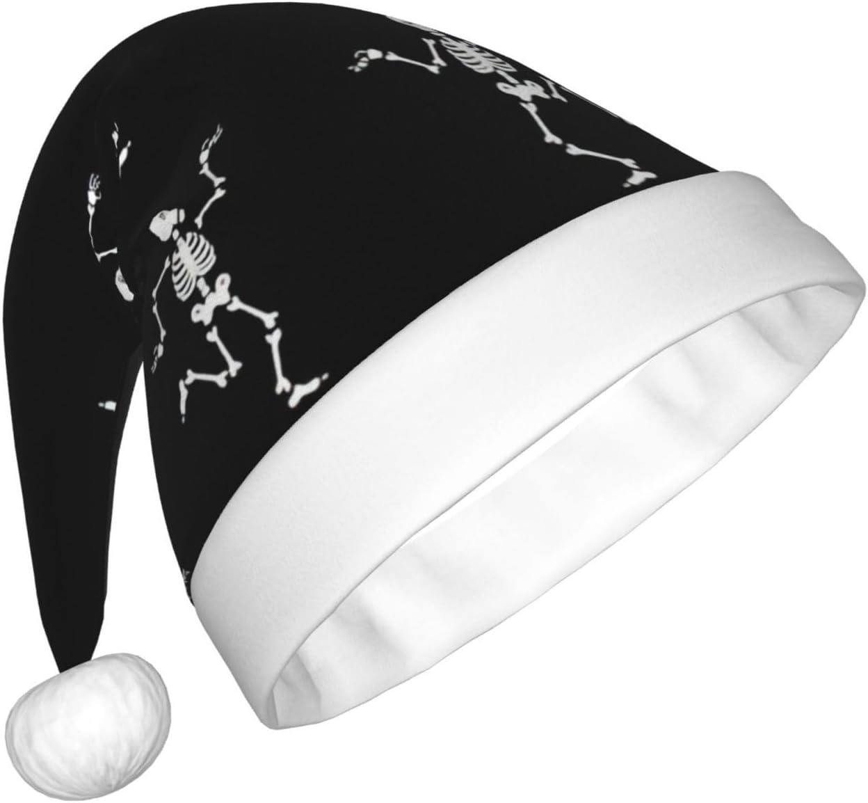 QINZHENG Skeleton Print Santa Hat for Women