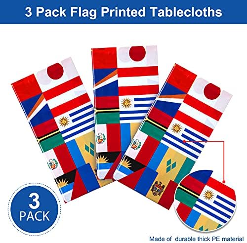 3 Pack International Flag Table Cover for Parties and Celebrations