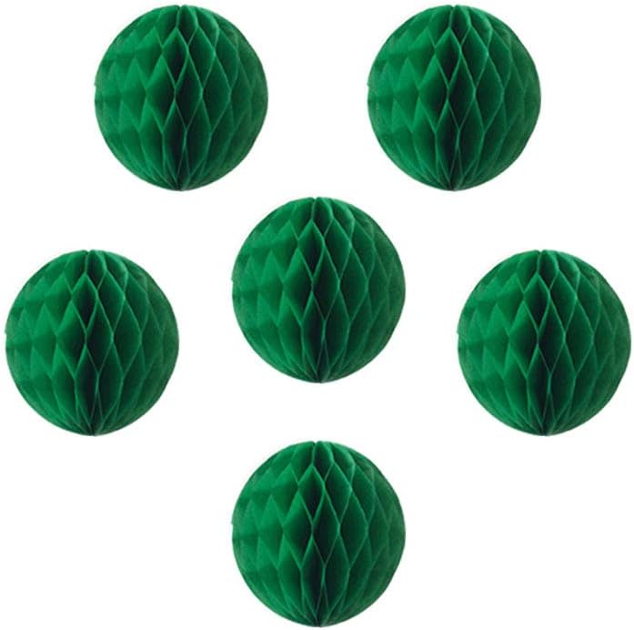 6PCS 8 Inch Dark Green Honeycomb Paper Balls Decorations