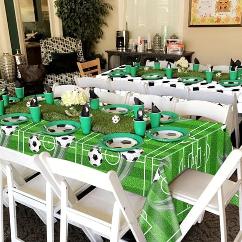 4 Pack Soccer Theme Tablecloths for Parties