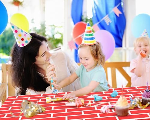 Oudain 4pcs 54x108 Inch Building Block Tablecloths for Kids Birthday Party