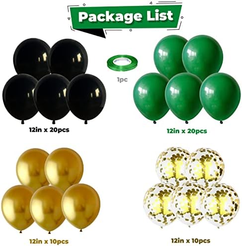 Black Gold Green Balloons Graduation Party Decor 60PCS