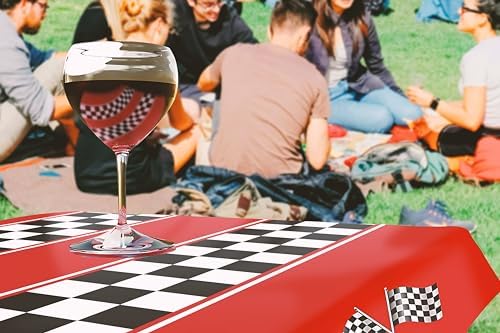 3 Pack Checkered Race Car Tablecloths for Birthday Parties