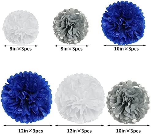 18PCS Royal Blue Tissue Paper Pom Poms Birthday Decorations