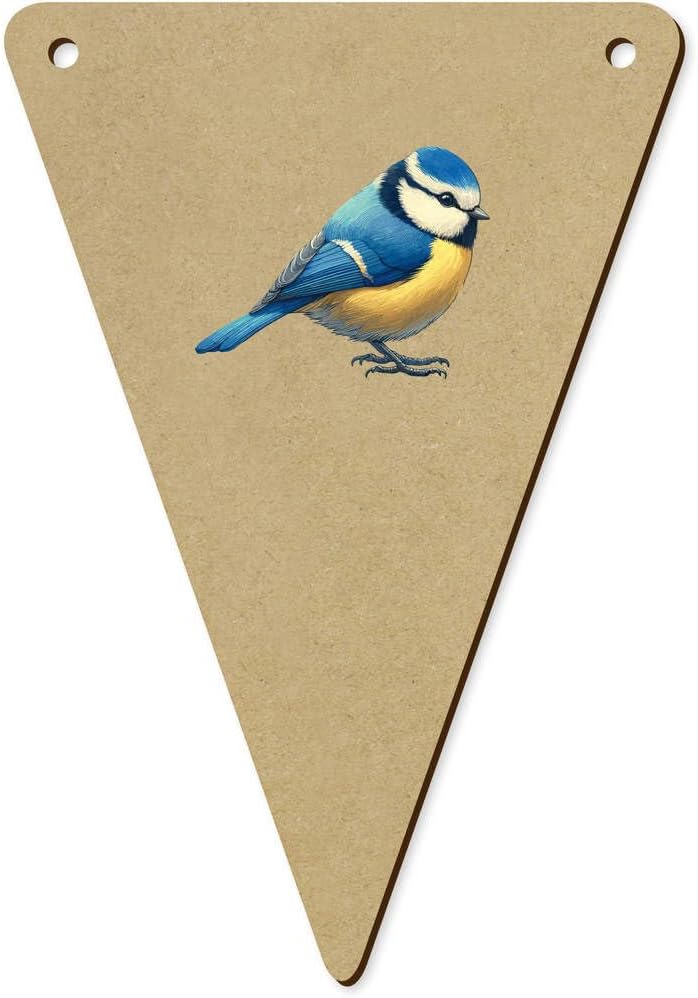 5 x 140mm Blue Tit Facing Right Wooden Bunting Flags