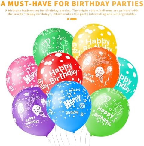 50pcs 12 Inch Happy Birthday Balloons for Men and Women