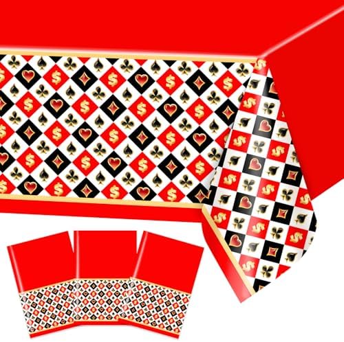 Avezano 3 Pc Casino Poker Tablecloth 54x108 Inch Party Decorations
