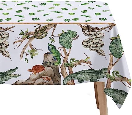 Reptile Birthday Tablecloth Set - 4 Pack 54x108 Inches