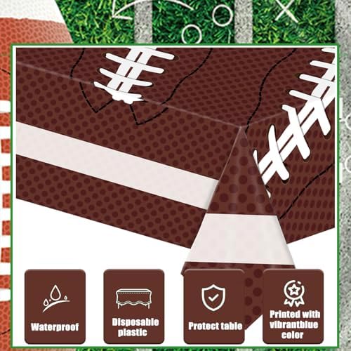 2 PCS Football Tablecloth for Gameday Party Decorations