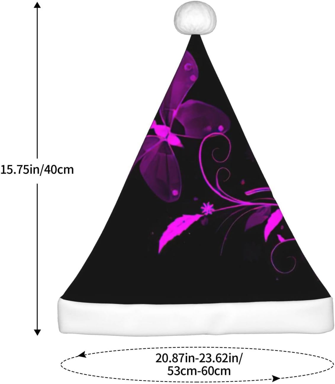 QINZHENG Purple Black Butterfly Print Santa Hat