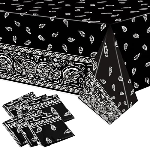 K1tpde 6PCS Black Bandana Style Tablecloths
