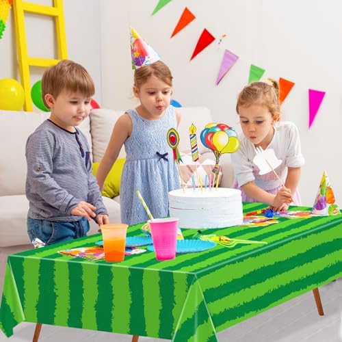 4 Pack Watermelon Rind Tablecloths Green Melon Party Decor