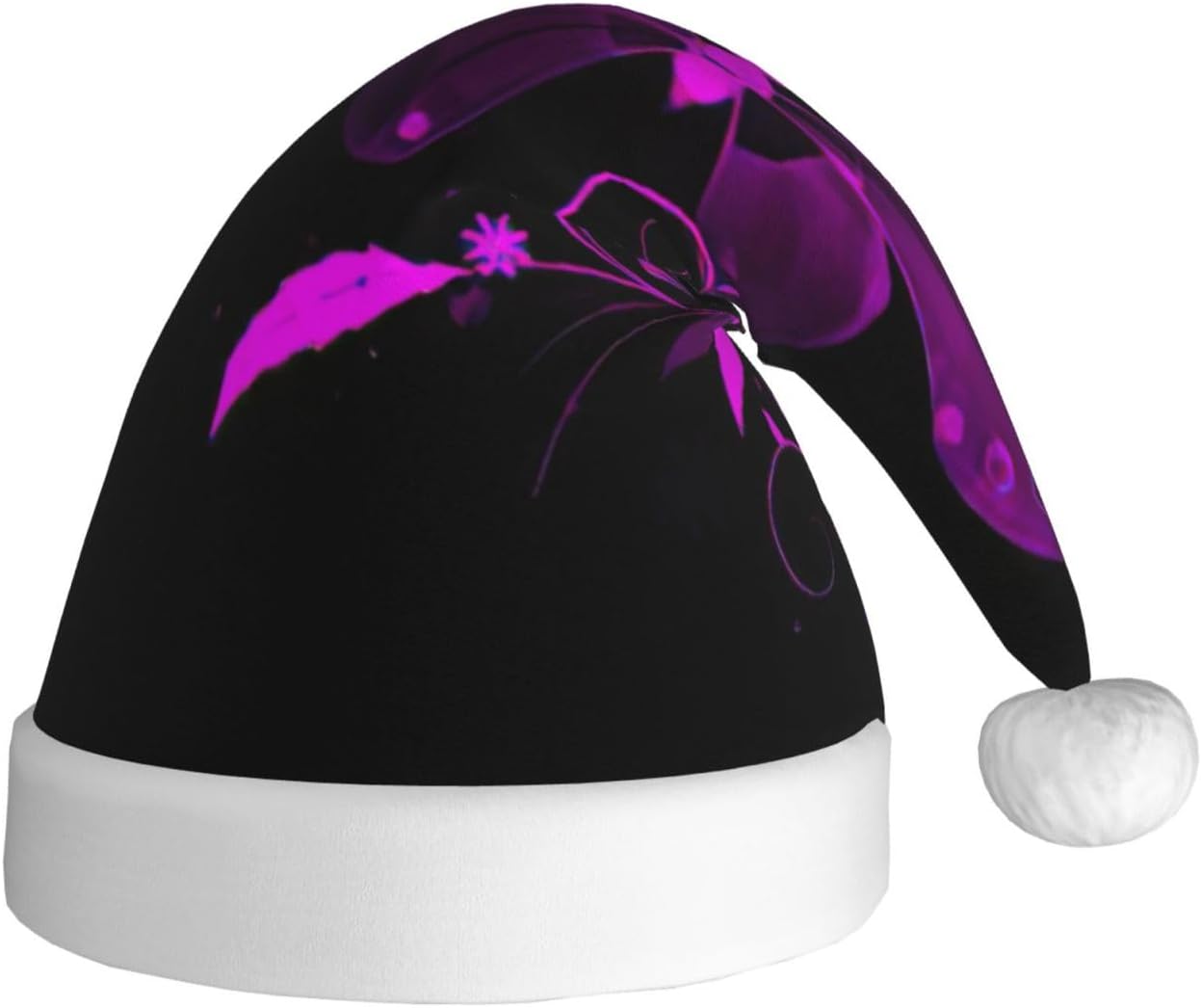 QINZHENG Purple Black Butterfly Print Santa Hat