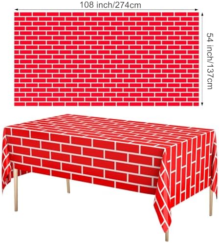 Oudain 4pcs 54x108 Inch Building Block Tablecloths for Kids Birthday Party