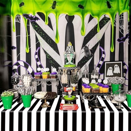 4 Pcs Black and White Stripes Tablecloths 51x86in