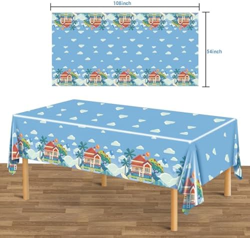 3 Pack Blue Dog Themed Tablecloths for Kids Birthday Party