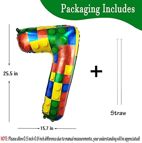 32 Inch Block Number 7 Balloons for 7th Birthday Party