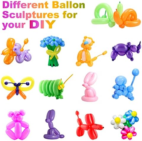 100 Pcs 260Q Balloons Kit with Pump for Kids