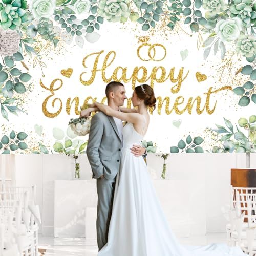 Eucalyptus Engagement Party Banner Green Just Married Decor Kit