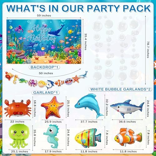 Under the Sea Party Decorations 98Pcs Ocean Theme Birthday Supplies