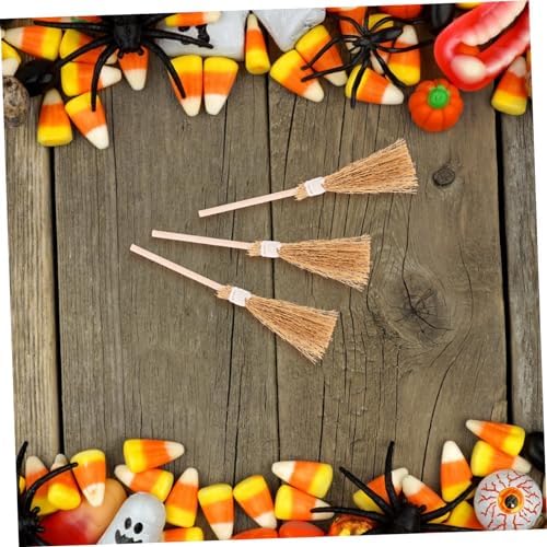 PRETYZOOM 10Pcs Mini Witch Brooms for Halloween Decor