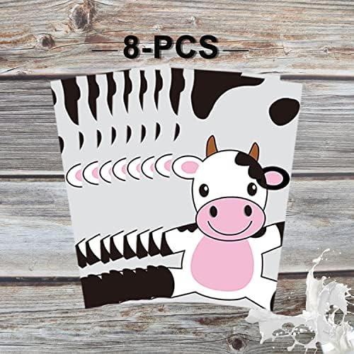 8 Pcs Cow Print Plastic Tablecloths Black White Farm Theme