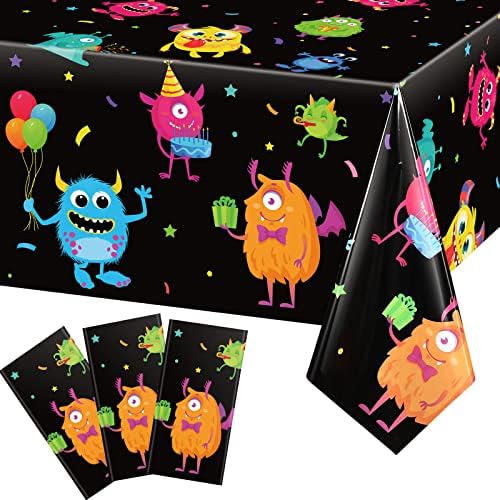 Buryeah 3 Piece Monster Table Cover for Kids Birthday Party