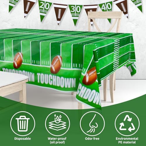 MATUFF Football Tablecloth 54x108 2 Pack with 2 Triangle Banners