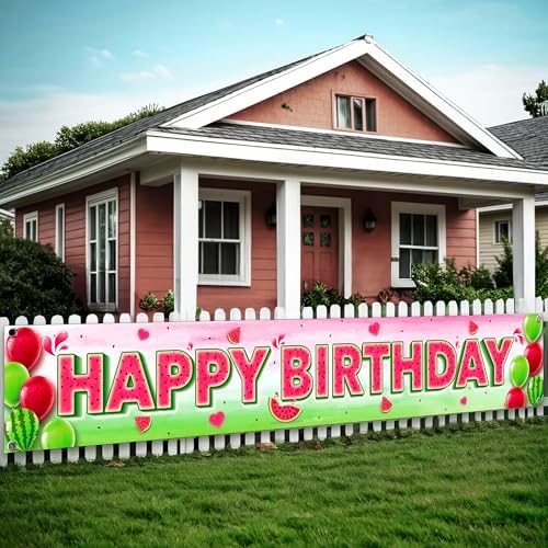 KatchOn XtraLarge Watermelon Birthday Banner 120x20 Inch