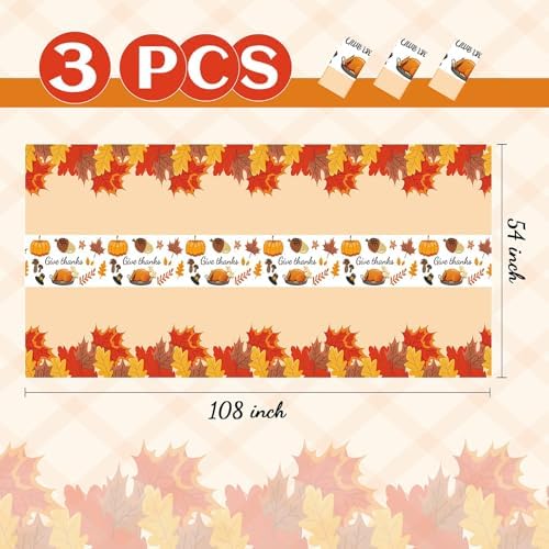 Childom 3 Pack Thanksgiving Tablecloths 54 x 108