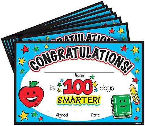 Amscan 36 Count 100th Day of School Certificate Pack Party Supplies