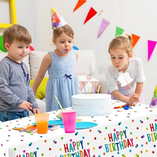 2 Packs Happy Birthday Tablecloth 54x108 Inch Decorations
