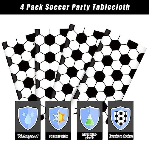 4 Pack Soccer Theme Tablecloths for Party Decorations