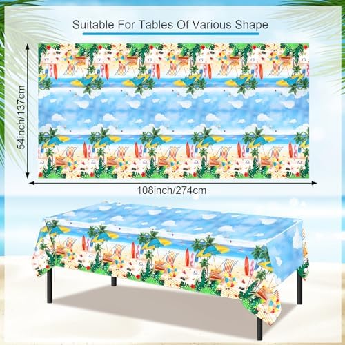 PHOGARY 3PCS Disposable Plastic Beach Tablecloth 54X108 Summer Party Decor