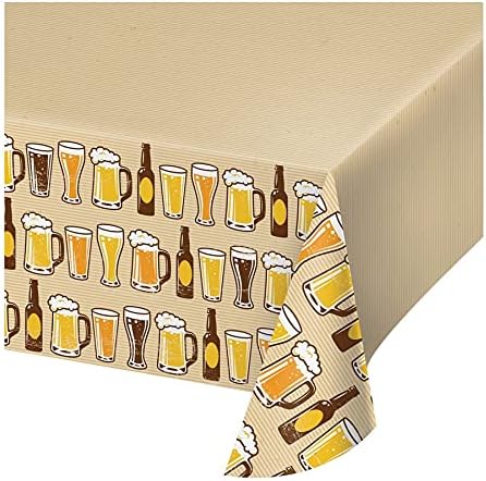 Creative Converting Cheers Beers Tablecover 54x102 Ivory