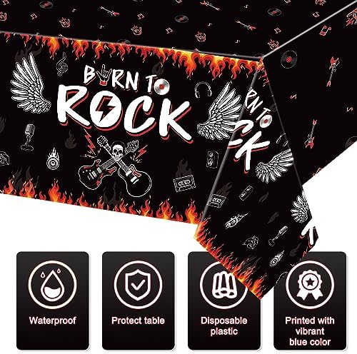Tiamon 3 Pcs Rock Roll Party Tablecloths