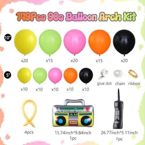 80s 90s Disco Party Decorations 149Pcs Balloon Kit