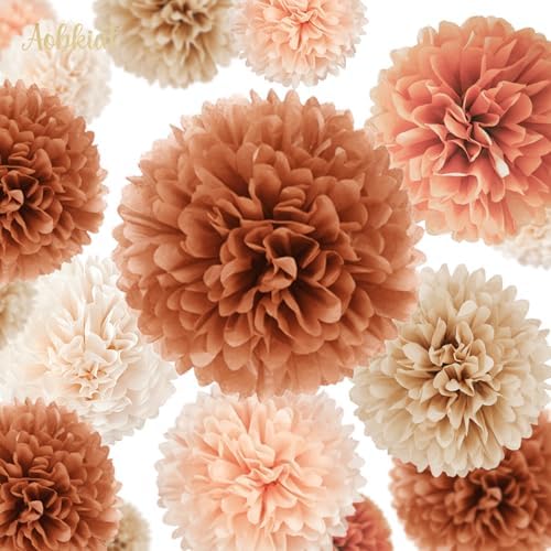 AOBKIAT Tissue Paper Pom Poms 16 PCS Fall Wedding Decorations