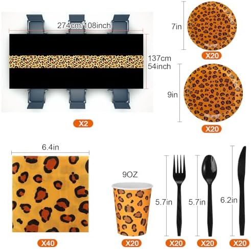 Oudain 162 Pcs Cheetah Party Decorations