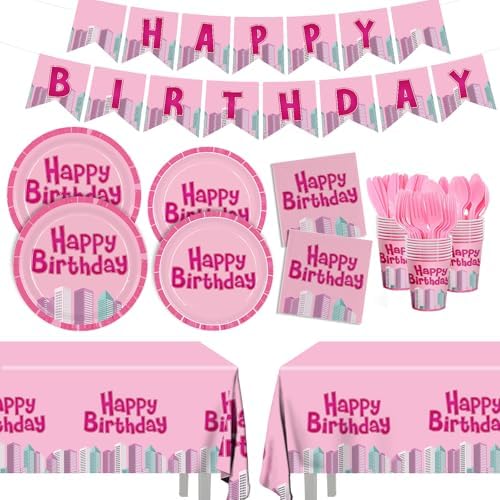 Pink Birthday Party Supplies for 24 Guests