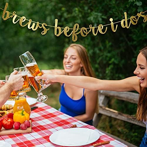 Brews Before I Do Gold Glitter Bachelorette Party Banner