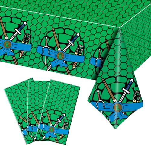 3pcs Turtle Theme Premium Plastic Tablecloth for Kids Birthday Party