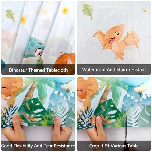 3 Pieces Dinosaur Tablecloth Party Decorations