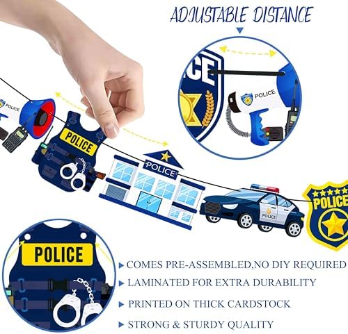 Police Birthday Banners 2Pcs Cops Party Decorations