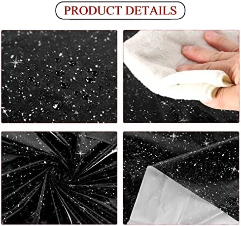 3 Pcs Black Glitter Tablecloth for Themed Parties