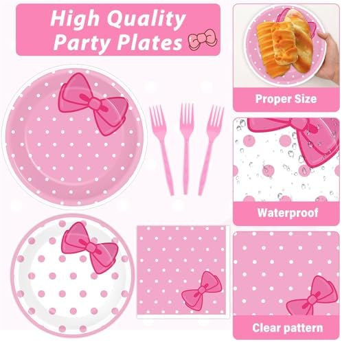 96 Pcs Pink Cat Party Supplies Set for 24 Guests