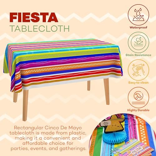 Fiesta Plastic Tablecloth 4 Pack 54x108 for Cinco De Mayo Parties