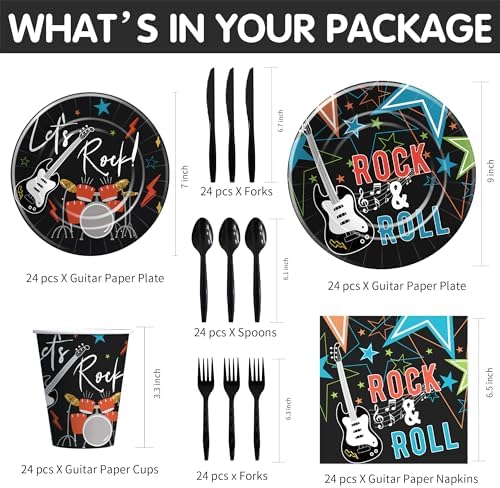Rock And Roll Party Tableware Set for 24 Guests