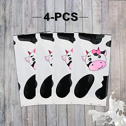 Inspireyee Cow Print Plastic Tablecloth Pack of 4 86x51 Inches